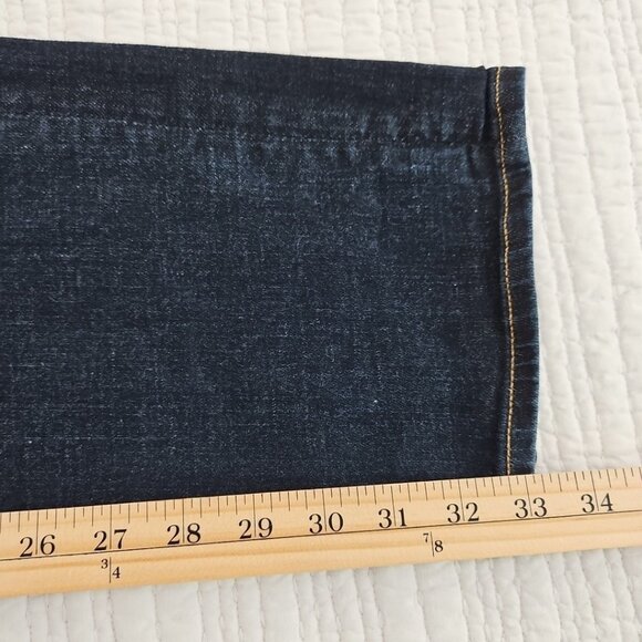 7 For All Mankind Slimmy Jeans Men's 34x33 Dark Wash Stretch Straight Leg EUC - Picture 7 of 16